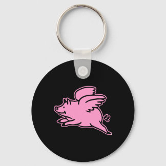 Llavero Cerdo volador rosado negro