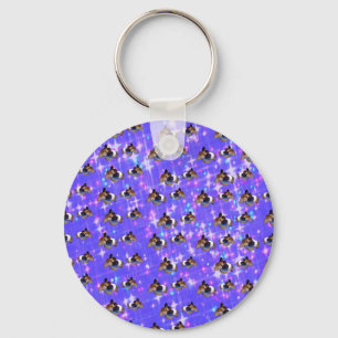 Llavero Cerdos de Guinea con espuma azul, anillo de claves