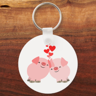 Llavero Cerdos de Personalizado lindo en la cadena de amor