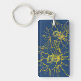 Llavero Cereus Aloha Llave en Cadenita Azul y Amarillo