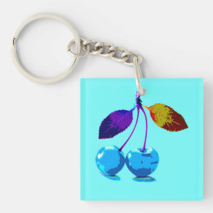 Llavero Cerezas azules brillantes
