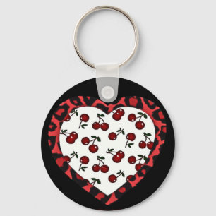 Llavero Cerezas RAB Corazón de Estampado de Leopardo Rocka