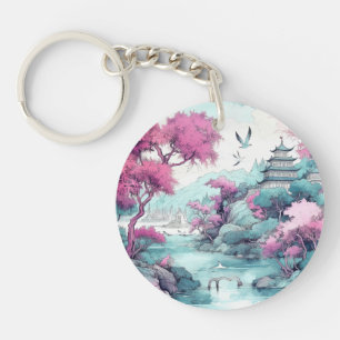 Llavero Cerezo japonés Fantasía en acuarela tierra