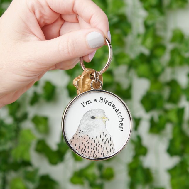 Llavero Cernícalo Acuarela Soy un Observador de Aves (Mano)