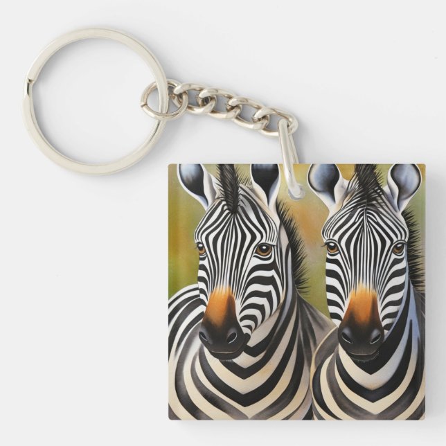Llavero Cerrar el par de cebra negrita y vida silvestre ll (Frente)