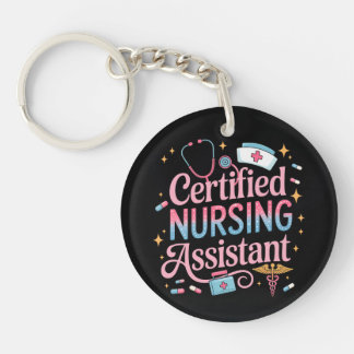 Llavero Certified Nursing Assistant Double Sided Keychain