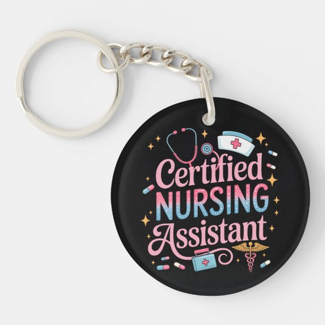 Llavero Certified Nursing Assistant Double Sided Keychain (Frente)