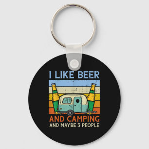 Llavero Cerveza de camping 3 personas puesta de sol retro