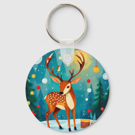 Llavero Cerveza festiva en un bosque nevado