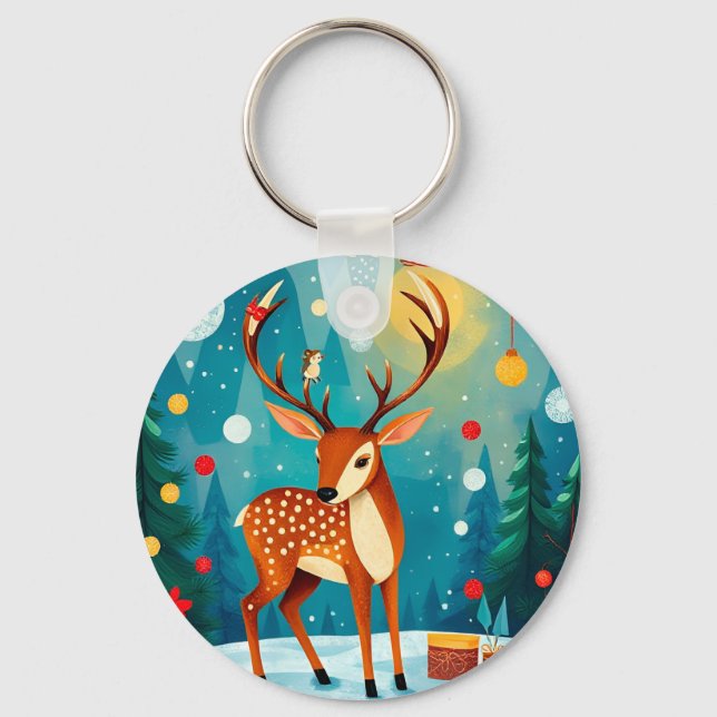 Llavero Cerveza festiva en un bosque nevado (Anverso)