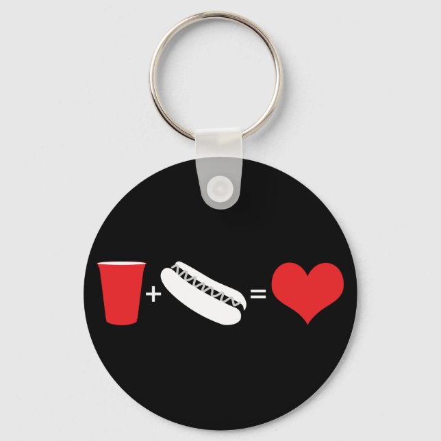 Llavero cerveza + perritos calientes = amor (Anverso)
