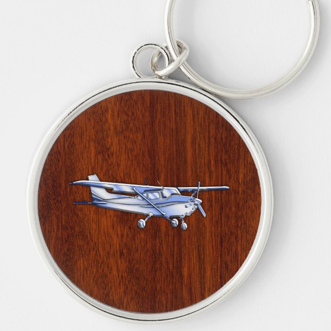 Llavero Cessna Flying Mahogany de la aeronave clásica crom (Frente)