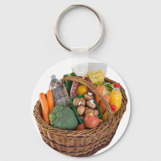 Llavero Cesta de compras con alimentos, frutas y verduras (Anverso)