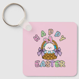 Llavero Cesta de conejitos de Pascua con cadena de huevos
