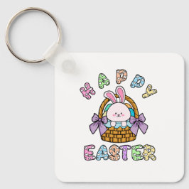 Llavero Cesta de conejitos de Pascua con cadena de huevos