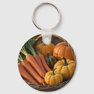 Llavero Cesta de cosecha rústica Calabazas Zanahorias