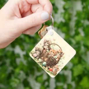 Llavero Cesta de Pascua de Primavera Kitten