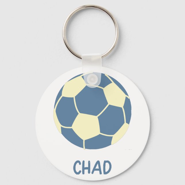 Llavero CHAD Soccer Ball con franjas azules y amarillas re (Anverso)