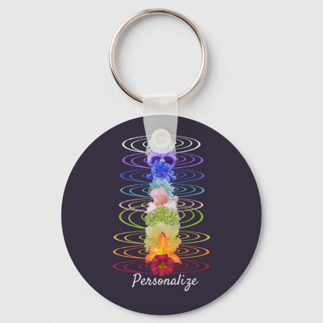 Llavero Chakra Flores Zen Yoga Espiritual Personalizado (Anverso)