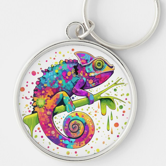 Llavero Chameleon Paint Stains Watercolor Style (Frente)