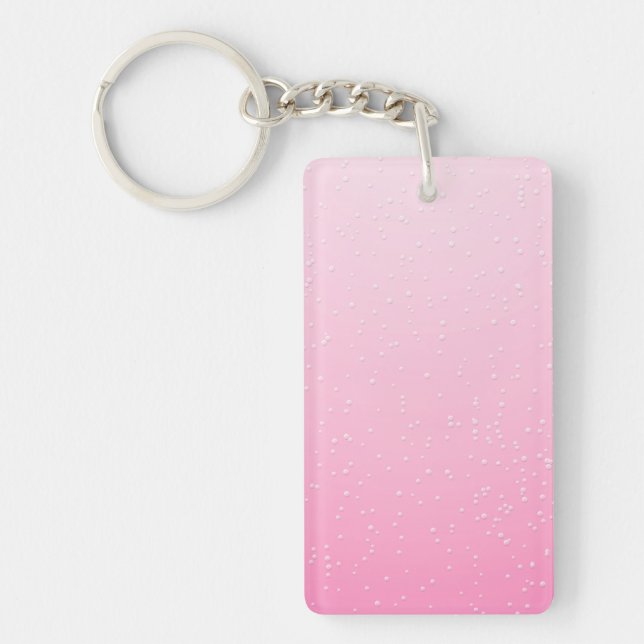 Llavero Champagne rosado con pequeñas burbujas fondo arte (Frente)