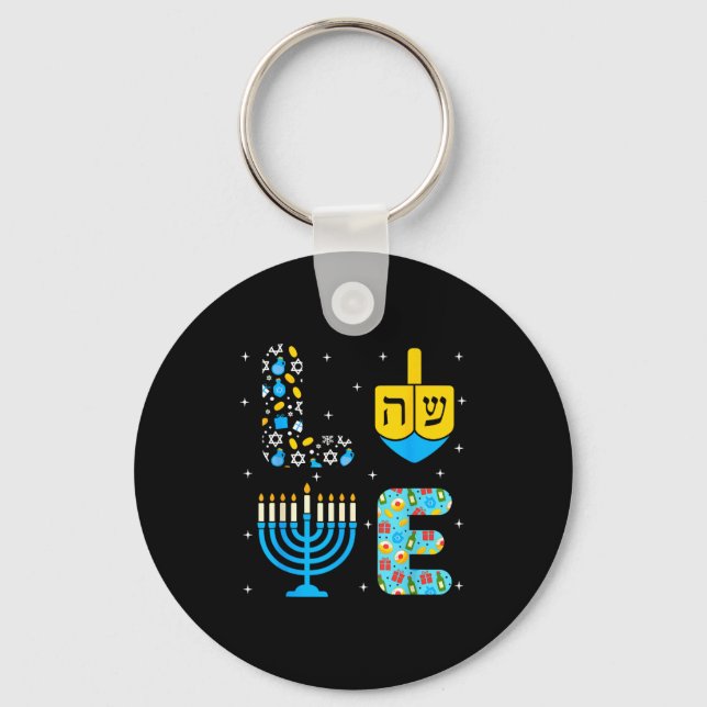 Llavero Chanukah Menorah Dreidel Icons Hanukkah Love Celeb (Anverso)