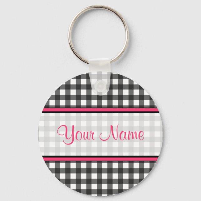 Llavero Charcarbón Gray Gingham Keychain (Anverso)