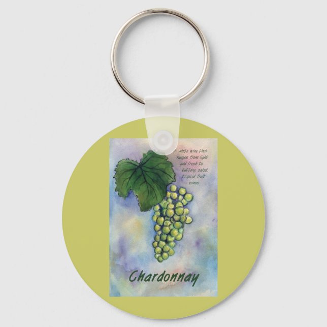 Llavero Chardonnay Wine Grapes & Description Keychain (Anverso)