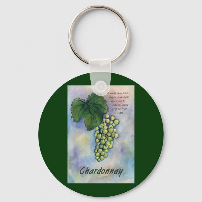 Llavero Chardonnay Wine Grapes & Description Keychain (Anverso)