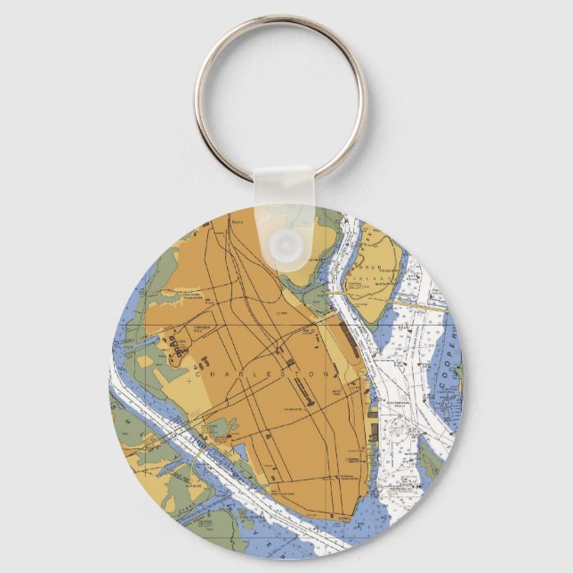Llavero Charleston SC Harbour Navigation Chart Keychain (Anverso)