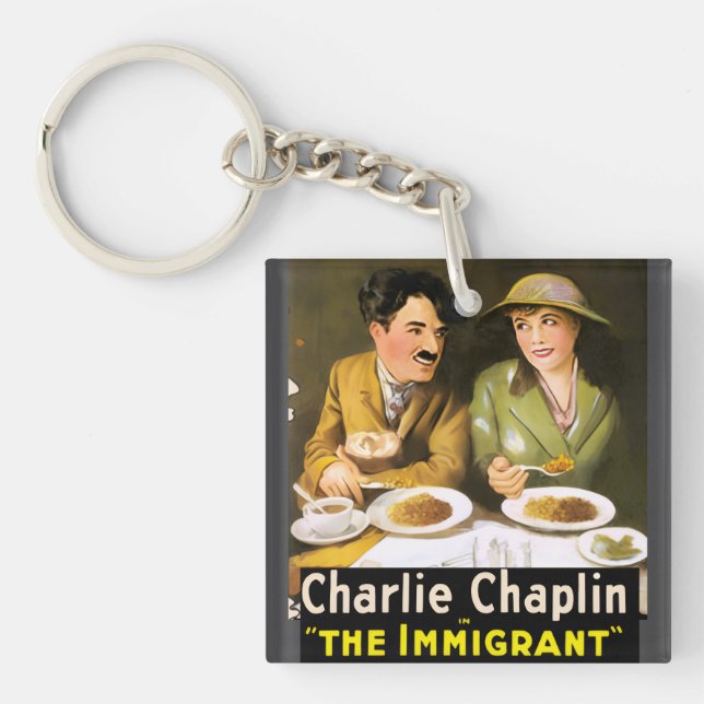Llavero Charlie Chaplin/La cadena de claves de los inmigra (Frente)