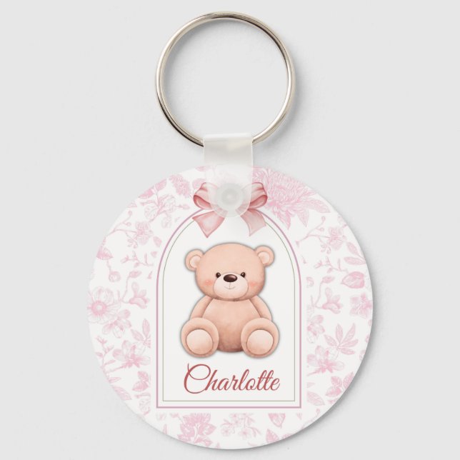 Llavero Charlotte | Diseño de guardería de osito rosado pe (Anverso)