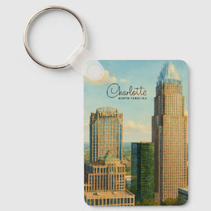 Llavero Charlotte NC Acuarela del Horizonte Viaje