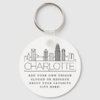 Charlotte, NC Stylized Skyline | Custom Slogan
