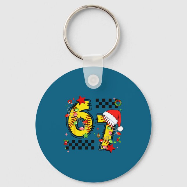 Llavero Checkered 67 Softball Santa Hat Christmas Six Seve (Anverso)