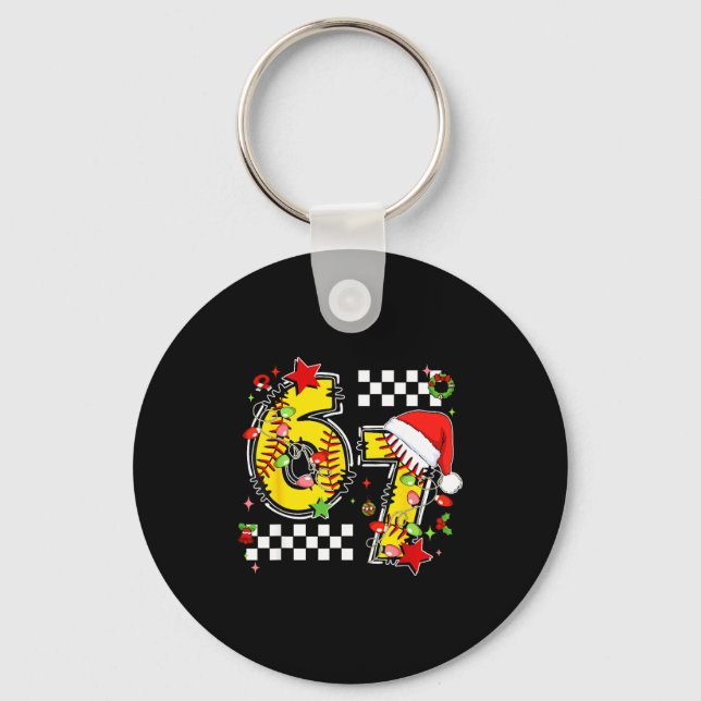 Llavero Checkered 67 Softball Santa Hat Christmas Six Seve (Anverso)
