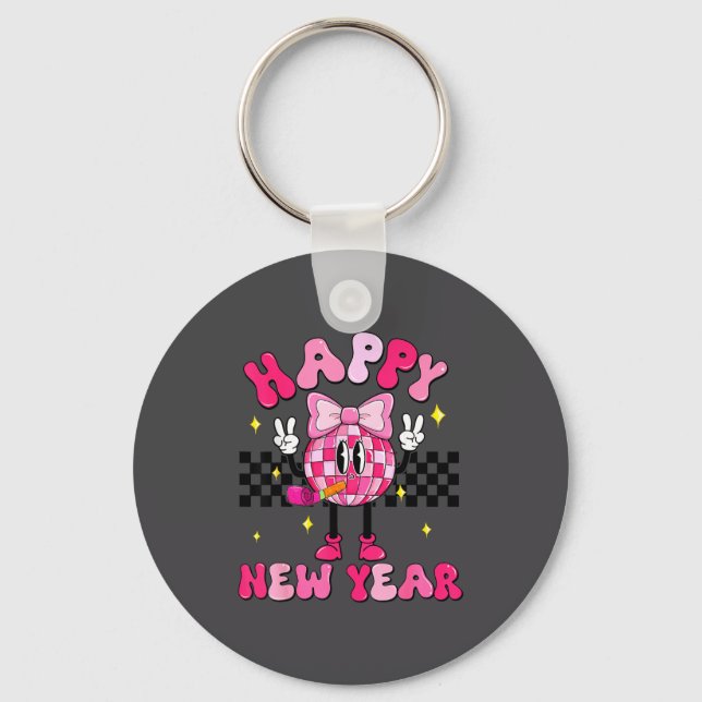 Llavero Checkered Happy New Year 2026 Disco Ball New Year  (Anverso)