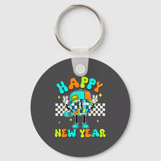 Llavero Checkered Happy New Year 2026 Disco Ball New Year  (Anverso)