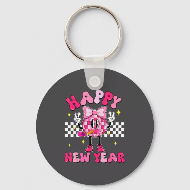 Llavero Checkered Happy New Year 2026 Disco Ball New Year  (Anverso)