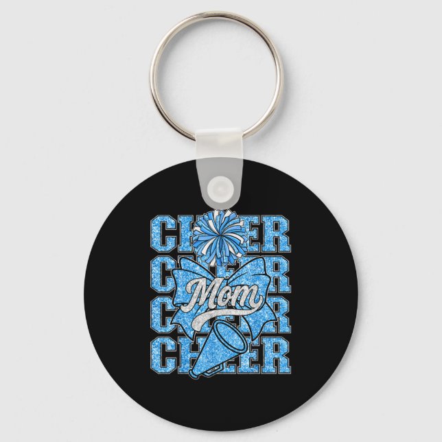 Llavero Cheer Mom Mama Bow Srt Cheerleading Squad Blue Che (Anverso)
