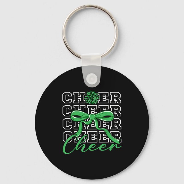 Llavero Cheerleading Cheer Green Coquette Bow Cheerleader  (Anverso)