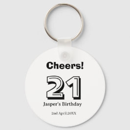 Llavero Cheers 21 birthday bold letter name boy man gifts 