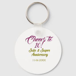Llavero Cheers to 10th wedding anniversary mauve golden na
