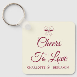 Llavero Cheers To Love Burgundy Script Ivory Bow Wedding