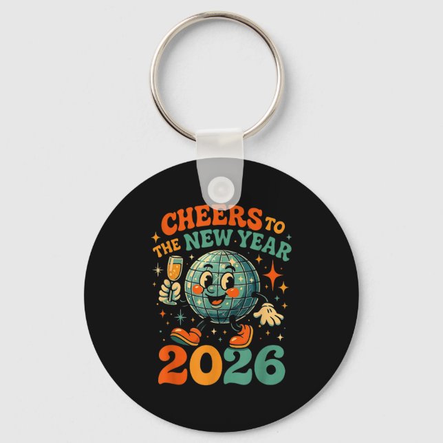 Llavero Cheers To The New Year 2026 Retro Disco Gift  (Anverso)