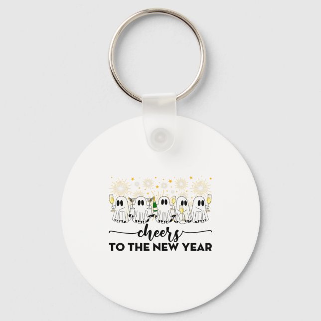 Llavero Cheers To The New Year Ghosts Drinking Champagne N (Anverso)