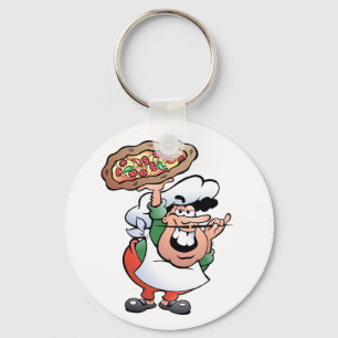 Llavero Chef de Pizza Italiano Clásico Dibujo Animado
