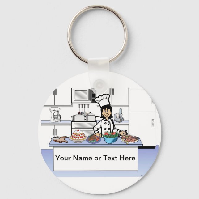 Llavero Chef personalizado, con gorra - Personalizado feme (Anverso)