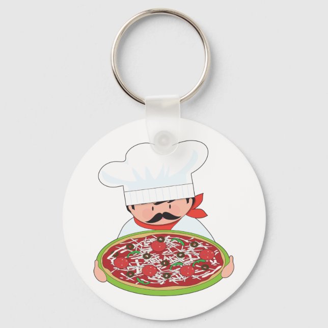 Llavero Chef y pizza (Anverso)