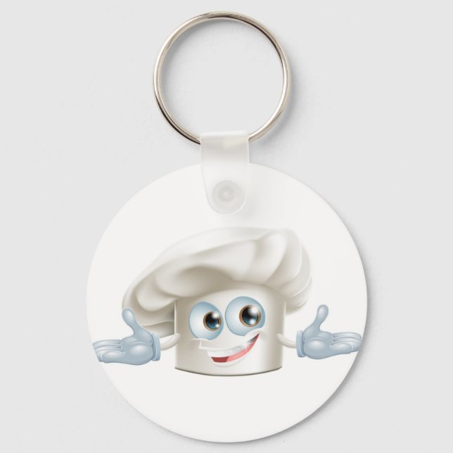 Llavero Chefs blancos felices gorra personalizado (Anverso)